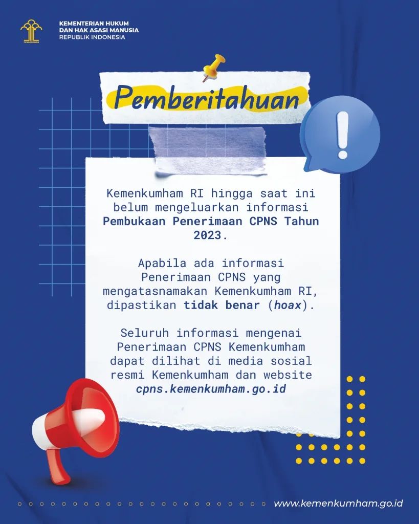 INFO! Kemenkumham Belum Buka Penerimaan CPNS 2023