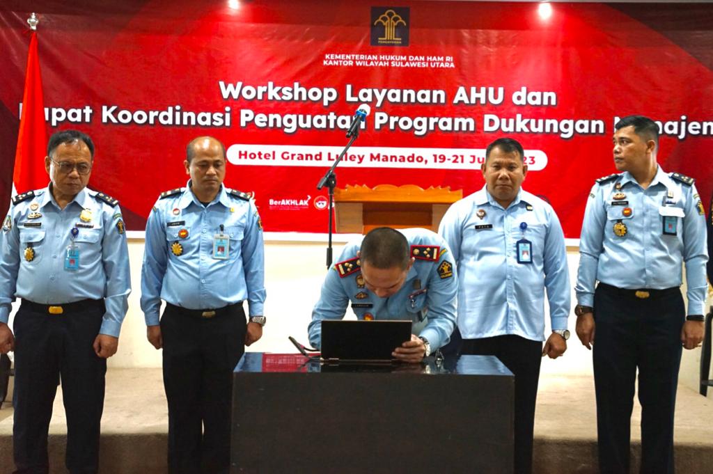 Kanwil Kemenkumham Sulut Gelar Workshop Layanan AHU dan Rakor Penguatan Program Dukman