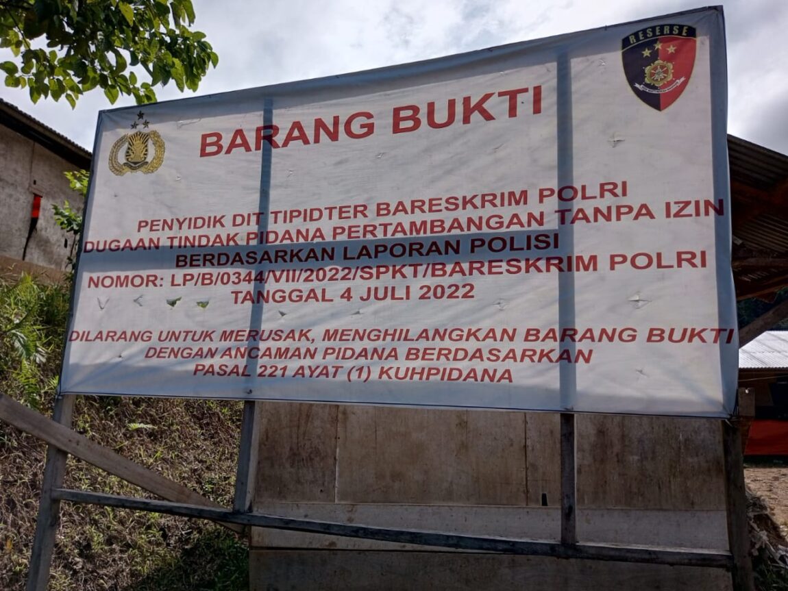 Pengumuman barang bukti yang ada di lokasi Tambang