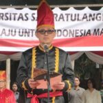 Rektor Unsrat Prof. Dr. Ir. Oktovian Berty Alexander Sompie M.Eng. IPU. ASEAN Eng saat membacakan sambutan (Foto Dok. Unsrat)