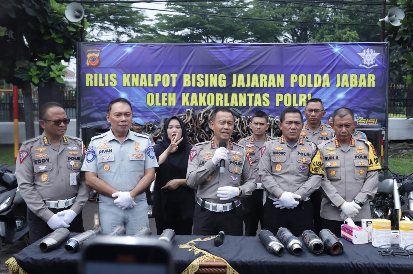 Upaya Kepolisian didukung Jasa Raharja, dalam hal ini Korlantas Polri, untuk melakukan penanganan terkait larangan penggunaan knalpot