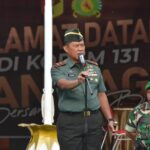Amanat Danrem 131/Stg Brigjen TNI Wakhyono S.Sos., M.I.P saat memimpin Apel Gelar Kesiapan Pengamanan Pemilu Tahun 2024