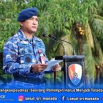 amanat Pangkoopsudnas Marsdya TNI Ir. Tedi Rizalihadi S., M.M., yang dibacakan Danlanud Sam Ratulangi Marsma TNI Ramot C.P. Sinaga, S.E., M.Han., saat Upacara Bendera 17an di Lapangan Dirgantara Lanud Sam Ratulangi, Manado, Sulawesi Utara. Senin (18/3/2024).