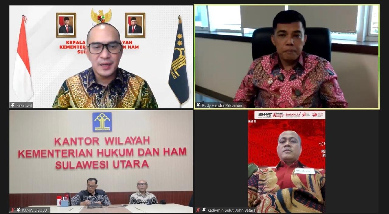 Pimpinan Tinggi Pratama Kantor Wilayah Kementerian Hukum dan HAM Sulawesi Utara melaksanakan rapat terbatas pimpinan (Rataspim) secara daring.