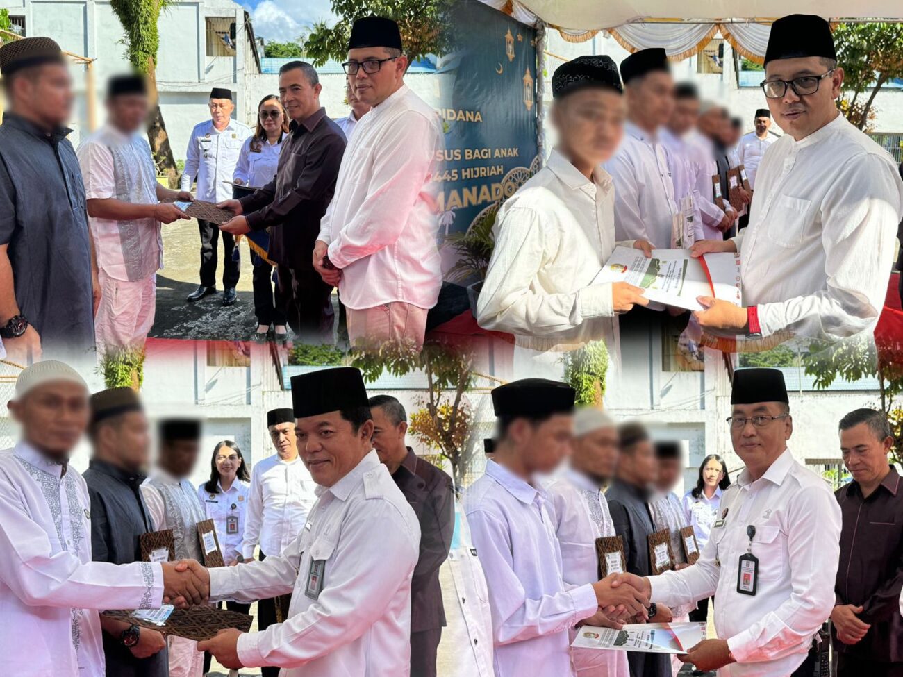 Kepala Kantor Wilayah Kemenkumham Sulawesi Utara Ronald Lumbuun menyerahkan Remisi Khusus (RK) Idulfitri kepada 87 orang Warga Binaan Lembaga Pemasyarakatan Kelas IIB Tondano yang beragama Islam, Rabu (10/4).