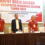 Bupati Minahasa Selatan  Franky Donny Wongkar, SH. yang juga selaku Ketua Umum KONI Kabupaten Minsel, membuka Kegiatan Rapat Kerja Daerah KONI Kabupaten Minahasa Selatan Tahun 2024, di Hotel Sutanraja Amurang, Sabtu (1/6/2024).
