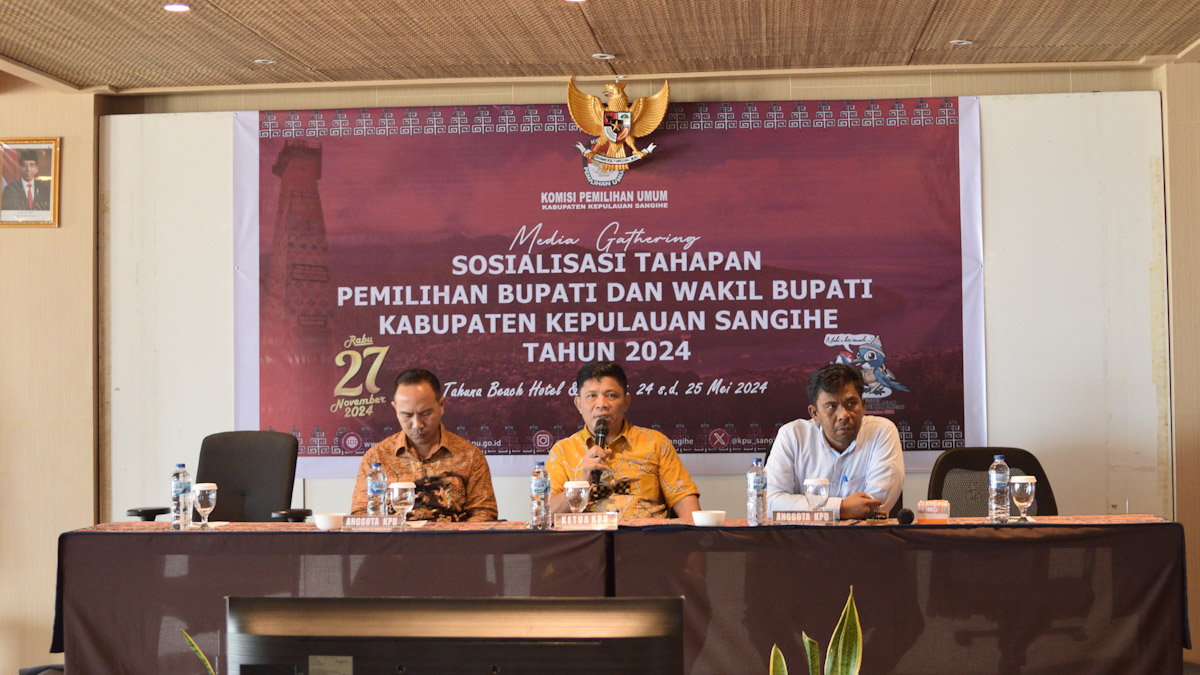 Komisioner KPU Sangihe Dalam Media Gathering Sosialisasi Tahapan Pilbup dan Wabup Kabupaten Kepulauan Sangihe 2024 