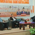 Ketua Dewan Kehormatan Penyelenggara Pemilu (DKPP), Heddy Lugito memberikan Kuliah Umum di Fakultas Ilmu Sosial dan Politik (FISIP) Universitas Sam Ratulangi (Unsrat) Manado, Jumat (14/6/2024).