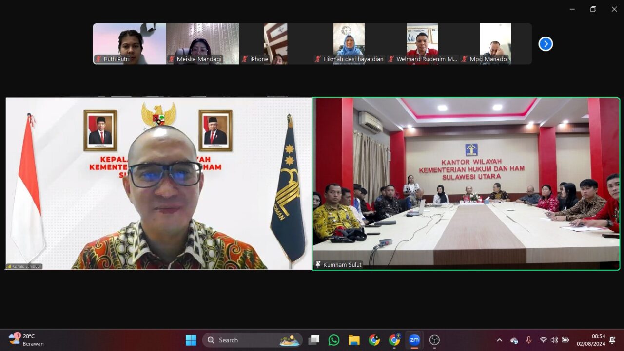 Kanwil Sulut Selenggarakan FGD Evaluasi Kebijakan Permenkumham No. 15 Tahun 2020