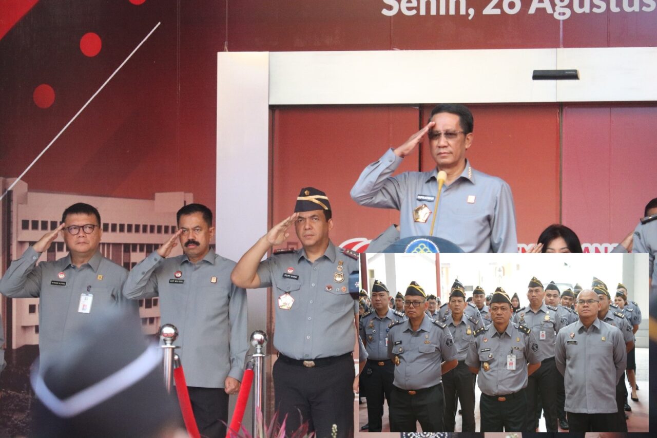 Pimpin, Kantor Wilayah Kementerian Hukum dan HAM Sulawesi Utara mengikuti Apel Pagi Pegawai bersama Menteri Hukum dan Hak Asasi Manusia Supratman Andi Agtas yang digelar secara hybrid terpusat dari Lapangan Upacara Kemenkumham. Senin (26/08/2024)