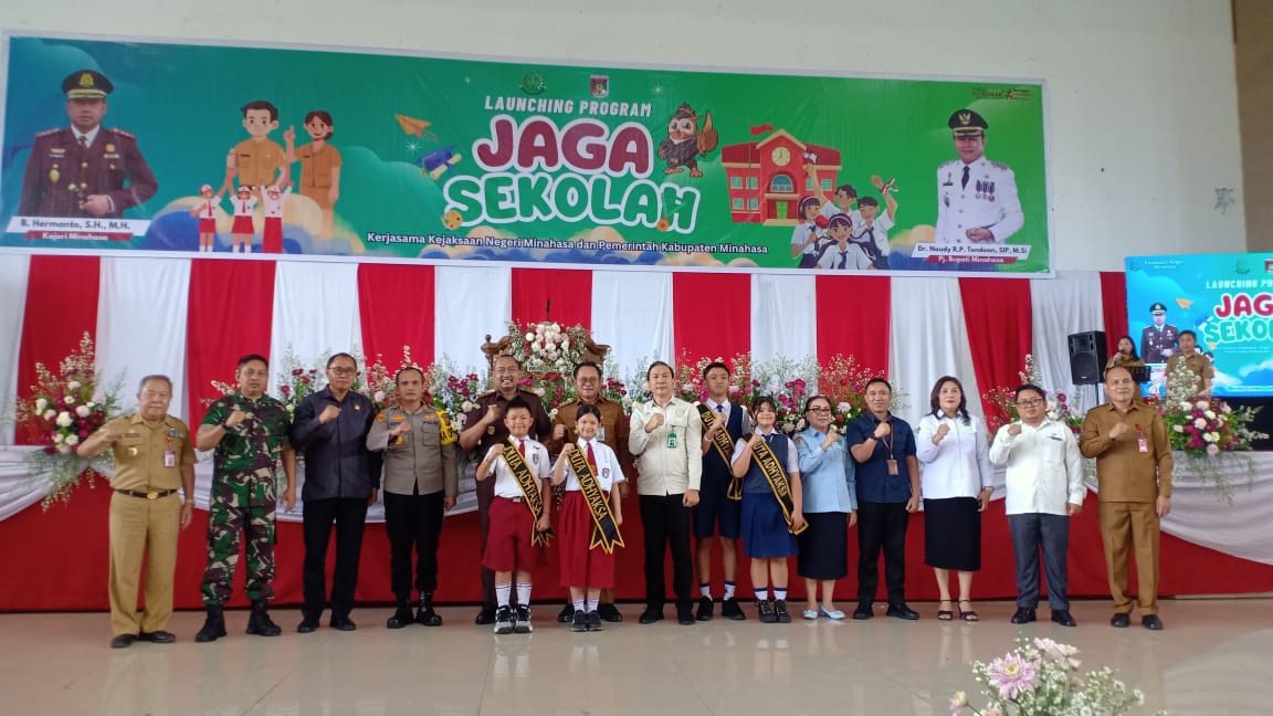 Penjabat Bupati Minahasa Dr. Noudy R.P. Tendean, SIP, M,Si, menghadiri acara peluncuran program "Jaga Sekolah" yang digagas oleh Kejaksaan Negeri Minahasa bekerja sama dengan Pemerintah Kabupaten Minahasa.