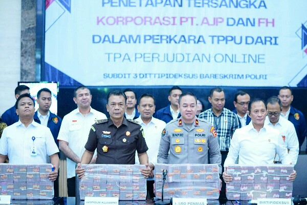 Dirtipideksus Polri Tetapkan PT AJP dan FH Sebagai Tersangka TPPU Judol