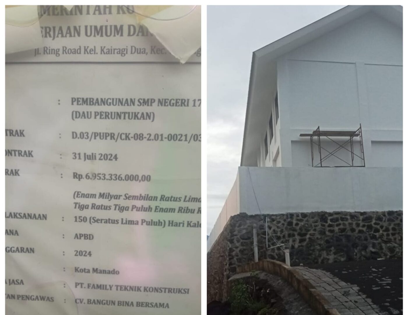 Proyek pembangunan SMP Negeri 17 Manado