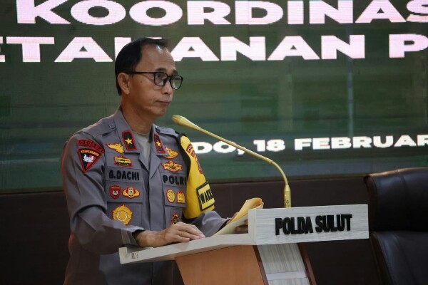 Polda Sulawesi Utara menggelar Rapat Koordinasi Program Ketahanan Pangan bersama instansi terkait, di aula Tribrata Polda Sulut, Selasa (18/2/2025).