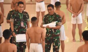 Sidang Pemilihan Penerimaan Calon Tamtama PK TNI AD Gel I TA 2025 di Tingkat Panda Manado Kodam XIII/Merdeka dipimpin Kasdam XIII/Merdeka Brigjen TNI Yustinus Nono Yulianto, di Aula Grhadika Jaya Sakti Makodam XIII/Merdeka, Senin (10/2/2025).