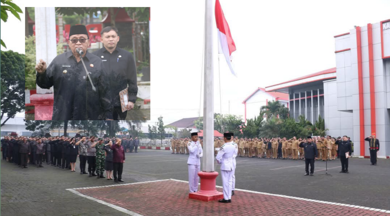 Bupati Minahasa, Robby Dondokambey, S.Si., M.AP., pimpin Upacara Peringatan Hari Pendidikan Nasional (Hardiknas). Kegiatan ini digelar di halaman Kantor Bupati Minahasa. Jumat, (2/5/2025).