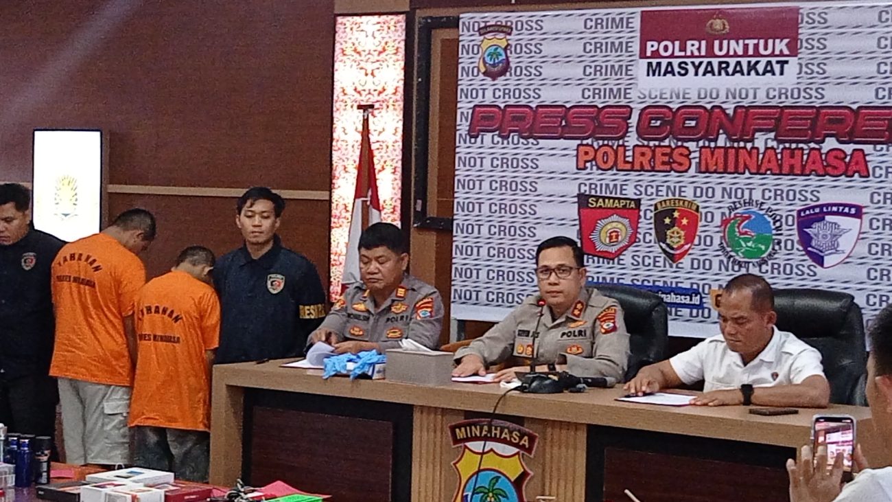 Polres Minahasa berhasil menangkap serta pengungkapan dua orang tersangka kasus dugaan tindak pidana pencurian yang terjadi di sejumlah lokasi di wilayah hukum Polres Minahasa.