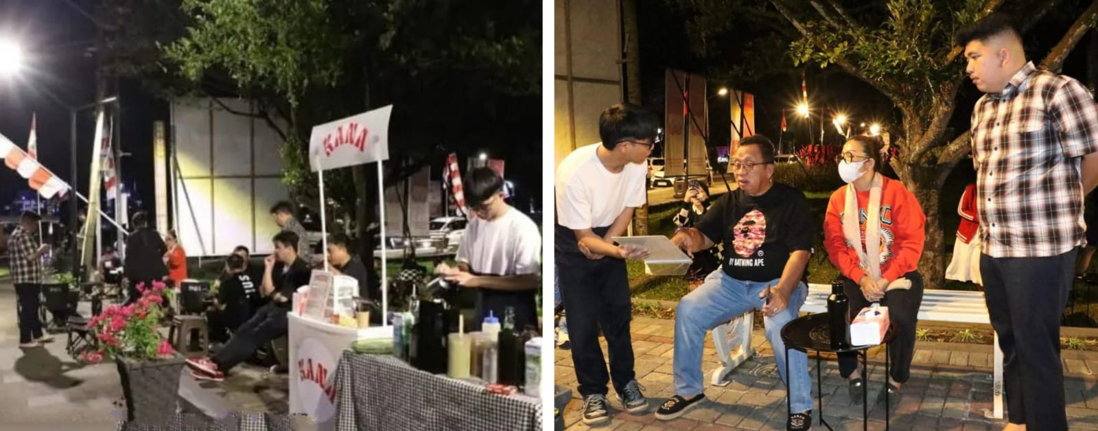 Foto Ist: Bupati Robby Dondokambey dan Ketua TP-PKK Martina Dondokambey-Lengkong sedang berbincang dengan pelaku UMKM dan booth-booth unik yang menawarkan berbagai produk inovatif dari anak-anak muda lokal. (Senin, 08/09/25). 