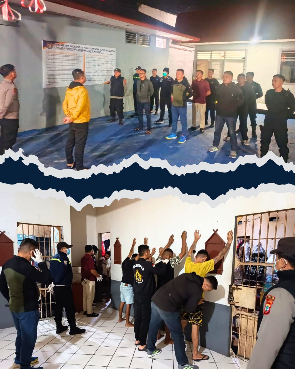 Lapas Kelas IIB Tondano Lapas Kelas IIB Tondano melaksanakan kegiatan penggeledahan blok dan kamar hunian warga binaan pada Sabtu (11/10) dini hari.