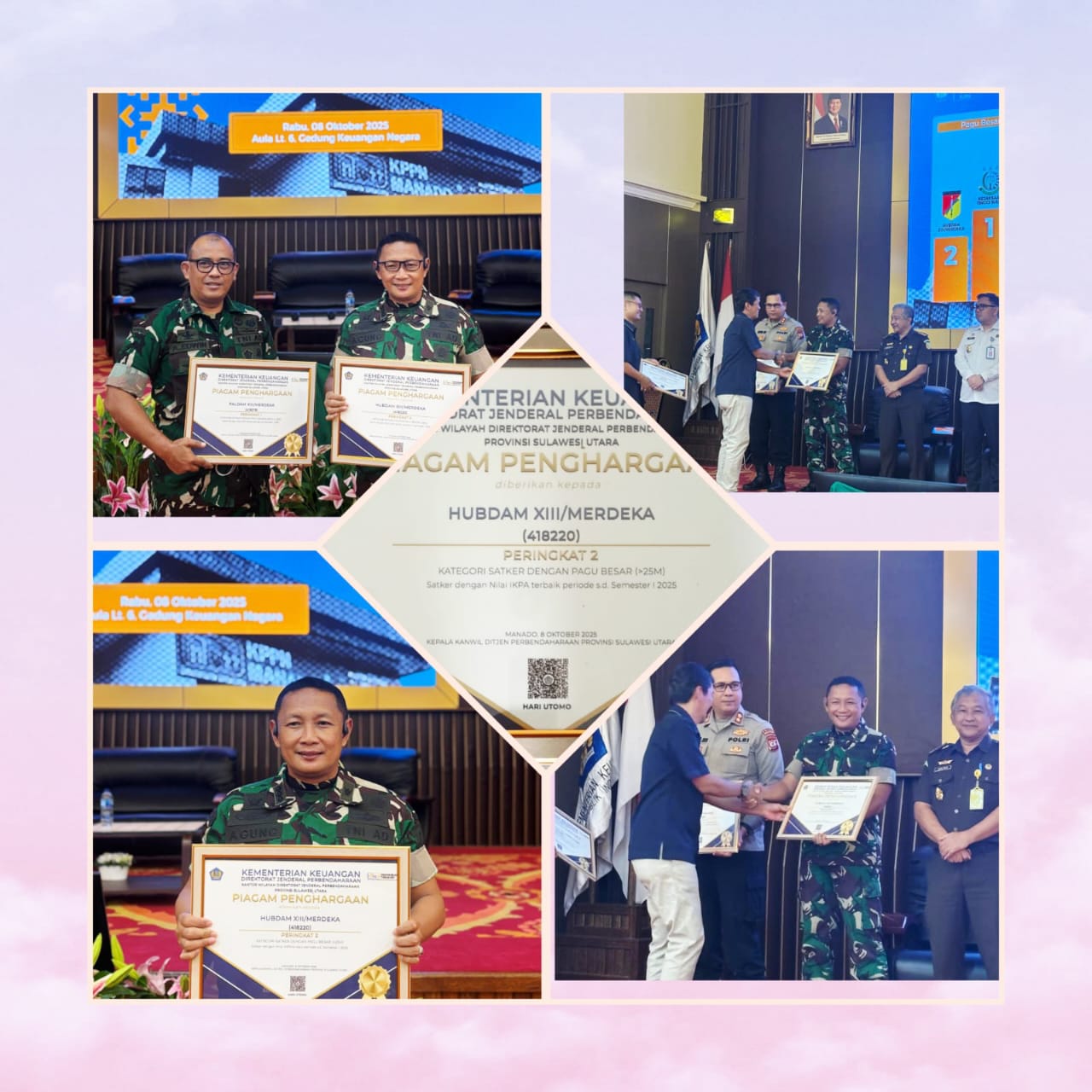 Dua satuan jajaran Kodam XIII/Merdeka kembali menorehkan prestasi membanggakan dalam pengelolaan keuangan negara.