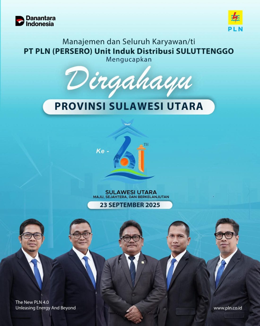HUT ke-61 Provinsi Sulut, PLN UID Suluttenggo Ucapkan Selamat
