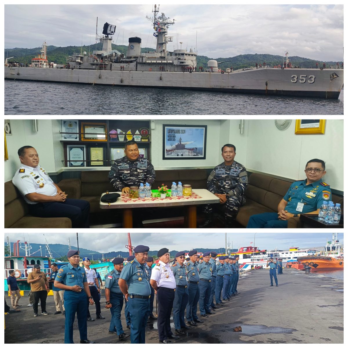 Kapal Perang Republik Indonesia (KRI) Yos Sudarso–353, salah satu unsur utama Komando Armada (Koarmada) II TNI Angkatan Laut, resmi sandar di Dermaga Samuel Languyu, Satuan Kapal Patroli (Satrol) Komando Daerah Angkatan Laut (Kodaeral) VIII Bitung, Sulawesi Utara, Selasa (11/11/2025).