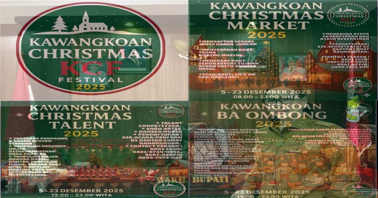 Perayaan Natal 2025 di Minahasa dipastikan meriah dengan Kawangkoan Christmas Festival (KCF).