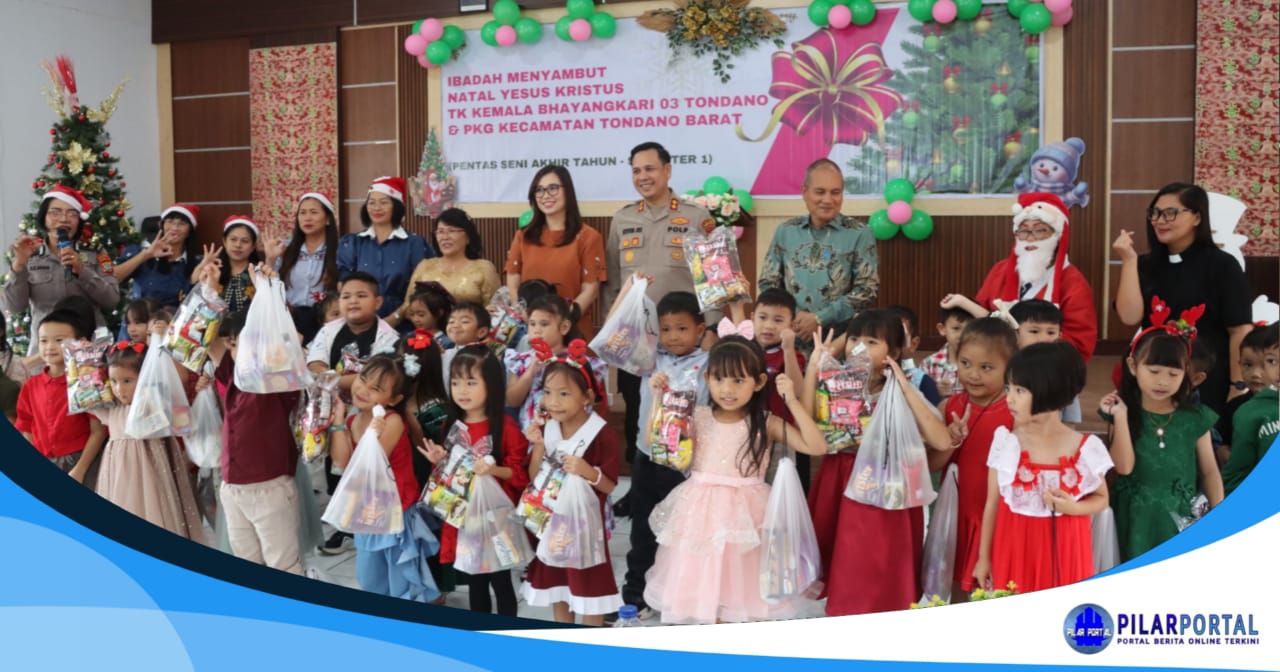 Polres Minahasa saat Kapolres Minahasa, AKBP Stevent J.R. Simbar, S.I.K., menghadiri Perayaan Natal bersama anak-anak TK Kemala Bhayangkari 03 Tondano.