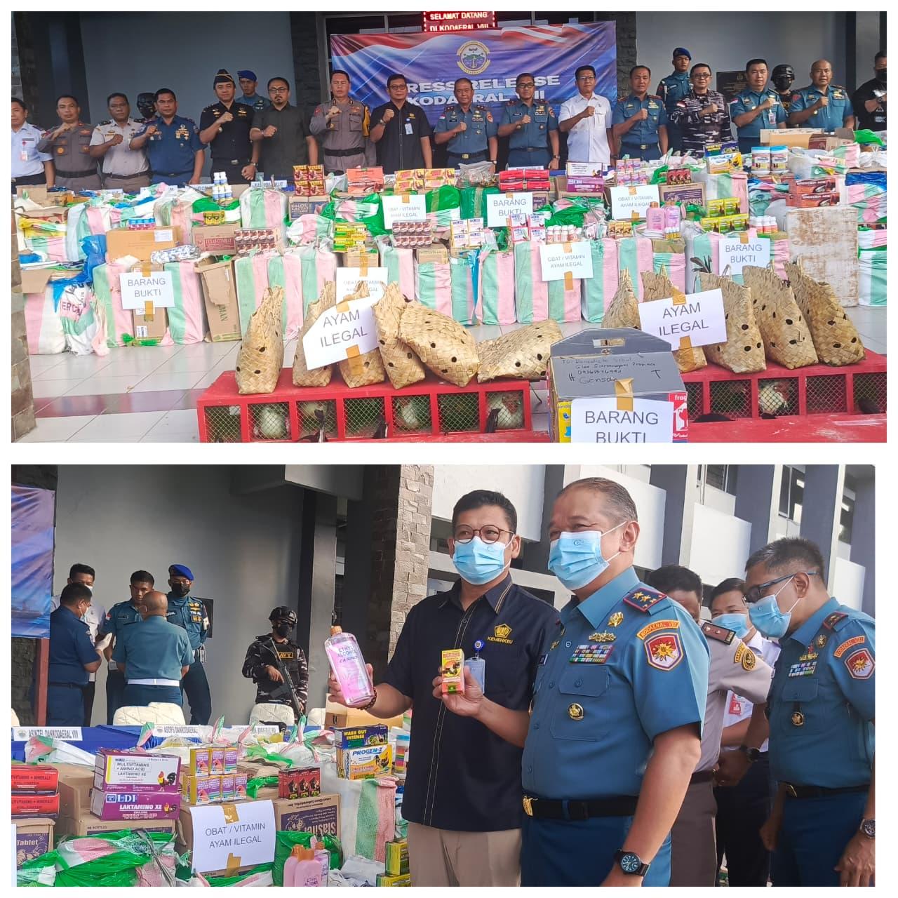 Aparat keamanan menggagalkan upaya penyelundupan barang peternakan lintas negara di perairan Sulawesi Utara.