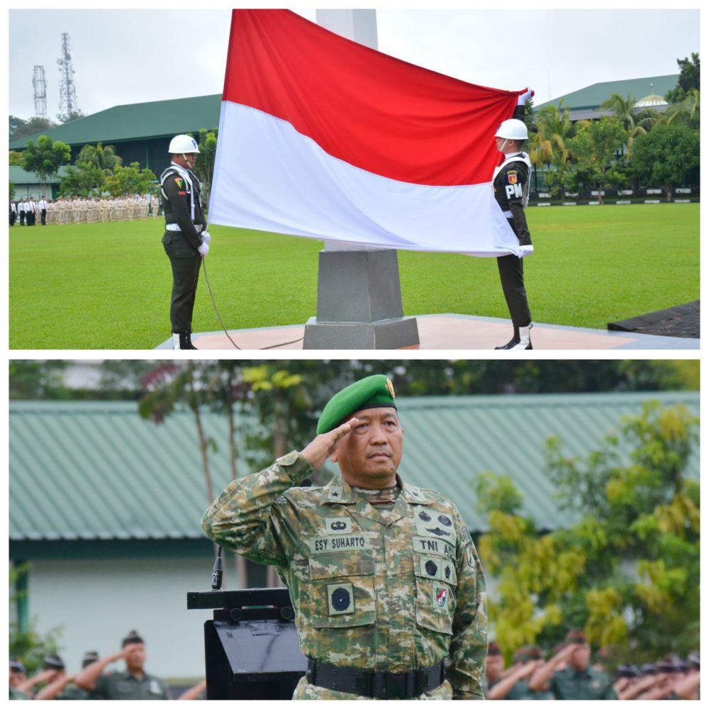 Inspektur Daerah Militer (Irdam) XIII/Merdeka Brigjen TNI Esy Suharto memimpin langsung Upacara Bendera 17-an bulan Februari 2026 yang digelar di Lapangan Makodam XIII/Merdeka, Manado, Rabu (18/2/2026).