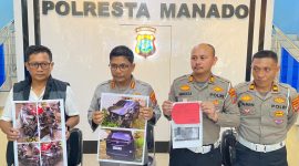 Kapolresta Manado, Kombes Pol Irham Halid (Kedua dari kanan), memimpin konferensi pers yang digelar pada Jumat (24/4/2026).
 didampingi Kasat Lantas AKP Angelico Timotius Sulu serta Kasi Humas Iptu Agus Haryono.
