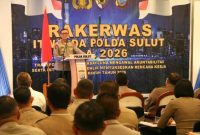 Wakapolda Sulawesi Utara, Awi Setiyono, secara resmi membuka kegiatan Rapat Kerja Pengawasan (Rakerwas) Itwasda Tahun Anggaran 2026 yang digelar di Amaris Hotel Manado, Selasa (28/4/2026).