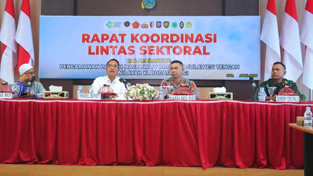 Rakor lintas sektor dalam rangka pengamanan Paskah Nasional di Sigi, Jumat (10/4/2026). (©Humas Polres Sigi)