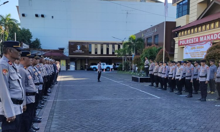 Polresta Manado menggelar apel siaga sebagai langkah antisipasi gangguan keamanan.