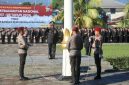Wakapolda Sulawesi Utara Awi Setiyono bertindak sebagai inspektur upacara dalam peringatan Hari Kebangkitan Nasional (Harkitnas) ke-118 tahun 2026 di Lapangan Presisi Polda Sulut, Rabu (20/5/2026).