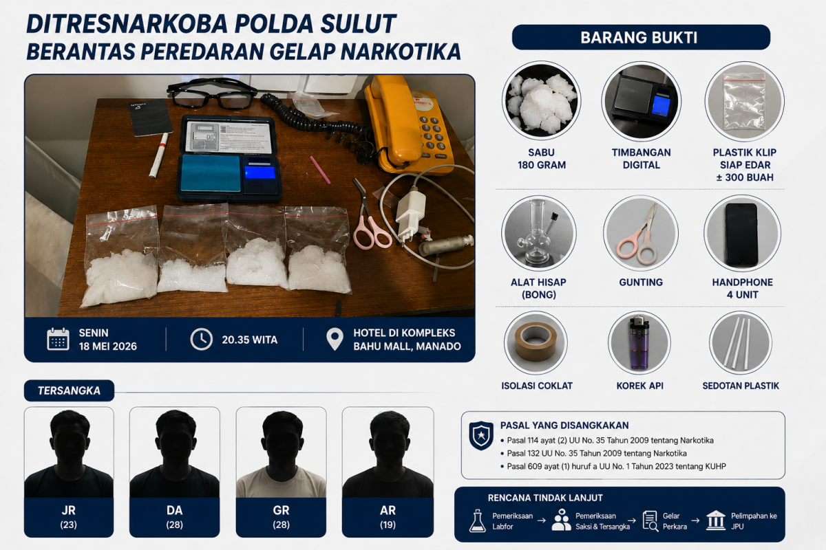 Direktorat Reserse Narkoba (Ditresnarkoba) Polda Sulawesi Utara kembali menunjukkan komitmennya dalam memberantas peredaran narkotika di wilayah Sulawesi Utara.(Sketsa Babuk/pilar)