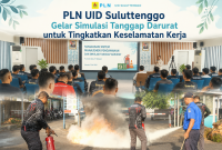 PT PLN (Persero) Unit Induk Distribusi (UID) Sulawesi Utara, Sulawesi Tengah, dan Gorontalo (Suluttenggo) menggelar Sosialisasi Sistem Manajemen Pengamanan dan Simulasi Tanggap Darurat di Aula Klabat Kantor Induk PLN UID Suluttenggo, Rabu (13/5/2026). (sketsa simulasi)