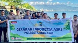 Personel Polresta Manado kembali menunjukkan komitmen dalam menjaga kelestarian lingkungan melalui program Gerakan Indonesia Asri.
