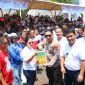 Kawasan Taman Kesatuan Bangsa (TKB) dipenuhi ribuan buruh yang memperingati Hari Buruh Internasional, Senin (4/5/2026).