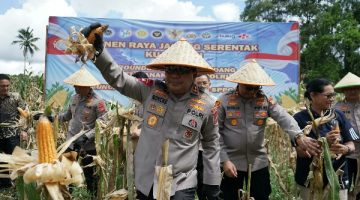 Polda Sulut Dukung Swasembada Pangan, Kapolda Hadiri Panen Raya Jagung Serentak 2026