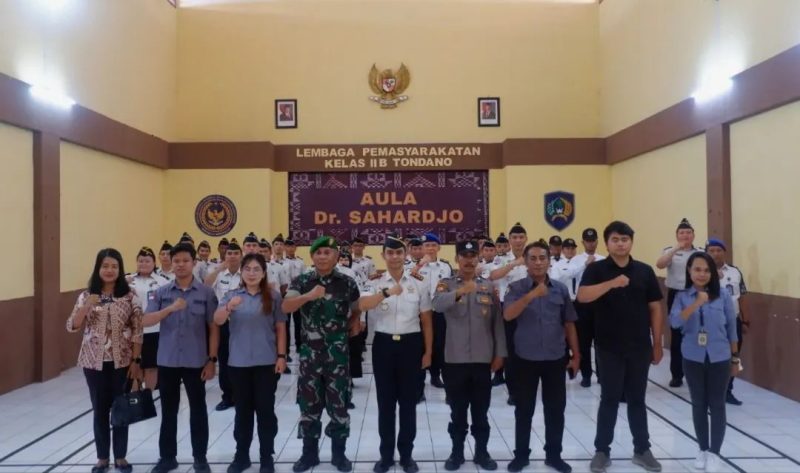 Lapas Kelas IIB Tondano melaksanakan kegiatan Ikrar Pemasyarakatan Bersih dari Handphone Ilegal, Narkoba, dan Penipuan. Jumat (8/5/26).
