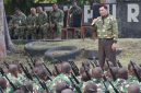 Menteri Pertahanan Republik Indonesia, Jenderal TNI (pur) Sjafrie Sjamsoeddin, melakukan kunjungan kerja ke Sekolah Calon Tamtama (Secata) Rindam XIII/Merdeka di Kota Bitung, Sulawesi Utara, Kamis (7/5/2026).