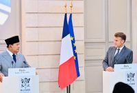 Presiden Republik Indonesia Prabowo Subianto melaksanakan pernyataan pers bersama Presiden Republik Prancis Emmanuel Macron dalam rangkaian kunjungan kenegaraan di Istana Élysée, pada Kamis, 28 Mei 2026. Foto: BPMI Setpres/Laily Rachev