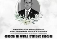 Kementerian Pertahanan Republik Indonesia berduka atas wafatnya Jenderal TNI (Purn.) Ryamizard Ryacudu pada Minggu (31/5/2026). (Foto: Kemenhan)