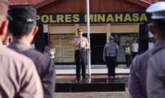 Polres Minahasa Gelar Apel Pergeseran Pasukan Pengamanan Pilhut 2026
