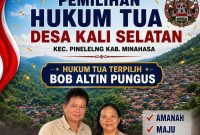 Hukum Tua Desa Kali Selatan Terpilih Altin Bob Pungus Didampingi Istri.