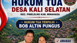 Hukum Tua Desa Kali Selatan Terpilih Altin Bob Pungus Didampingi Istri. 