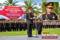 Wakapolda Sulut Brigjen Pol Awi Setiyono memimpin Upacara Peringatan Hari Lahir Pancasila Tahun 2026 di Lapangan Presisi Polda Sulut, Senin (1/6/2026).