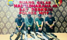 Empat Pria Diamankan Polres Mitra Usai Pamer Senjata Rakitan dan Unggah Ancaman di Medsos