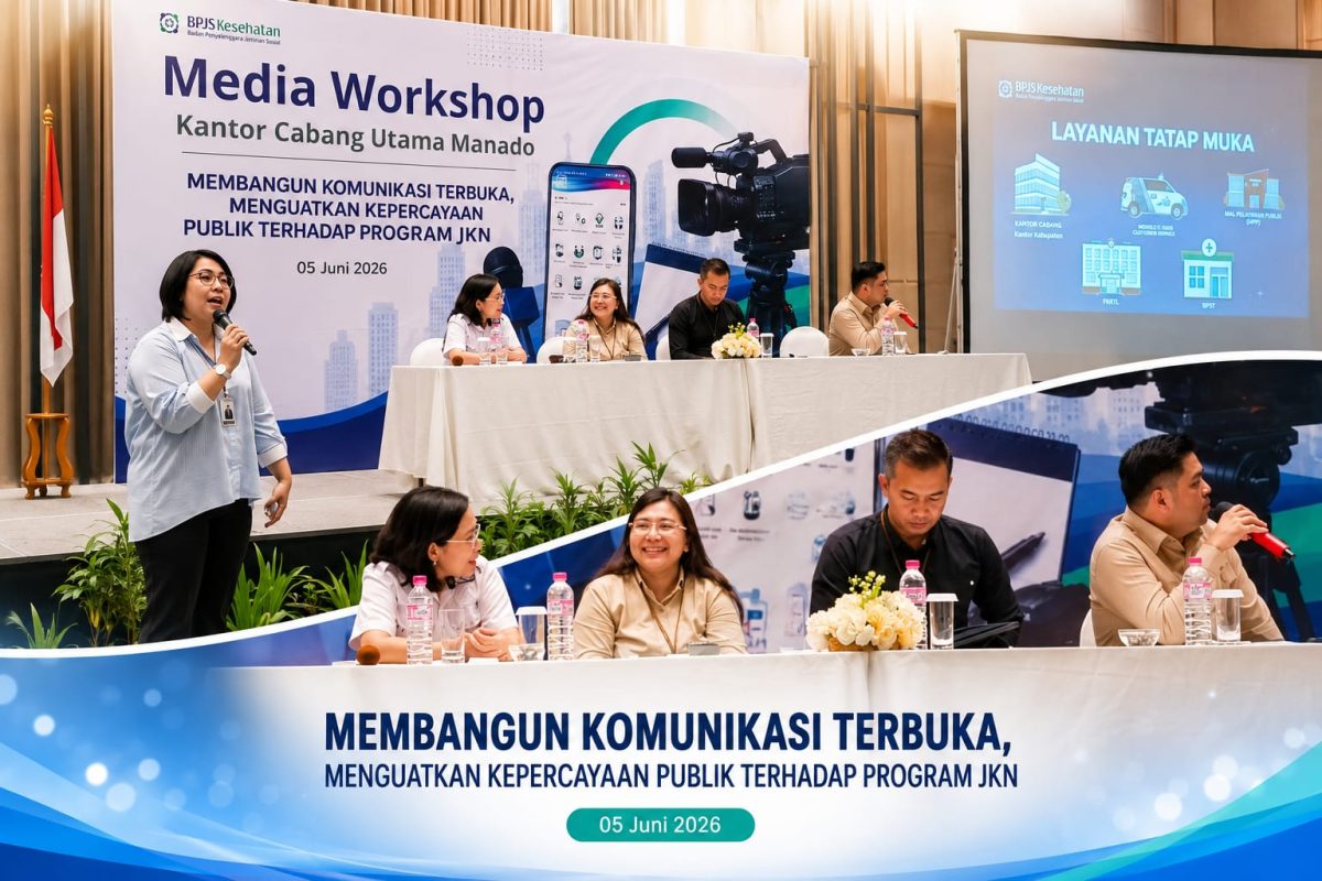 BPJS Kesehatan Kantor Cabang Utama (KCU) Manado menggelar Media Gathering 2026 bertema “Membangun Komunikasi Terbuka, Menguatkan Kepercayaan Publik terhadap Program JKN” di Ballroom Hotel Luwansa Manado, Jumat (5/6/2026).